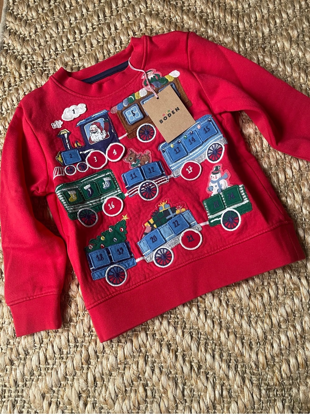 Mini Boden lift the flap Christmas sweatshirt 2-3 year NWT